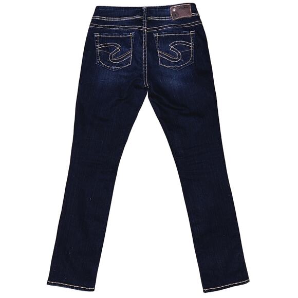 Silver Women's 28 x 31 Suki Slim Low Rise Dark Wash Straight Leg Jeans - Picture 3 of 8